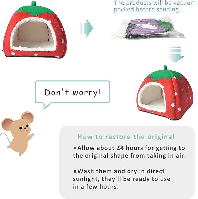 Tierecare Guinea Pig Hideout Bed Dwarf Rabbit House Cave Accessories Cozy Hide-Out for Little Bunny Hedgehog Ferret Chinchilla&Other Small Animals