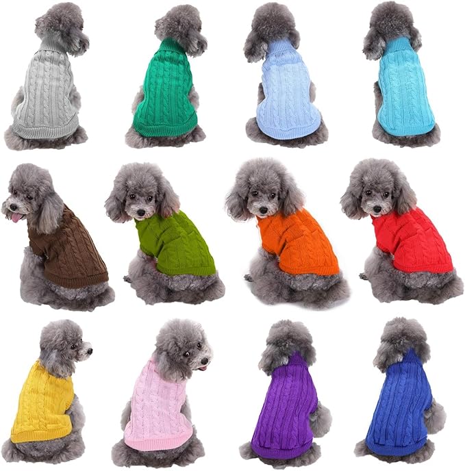 Dog Sweater for Small Medium Large Dogs - Warm Winter Turtleneck Knit Dog Sweaters Soft Pet Cat Clothes Christmas Coat Indoor Outdoor Use for Puppy Kitten Male Female Girl Boy Pets