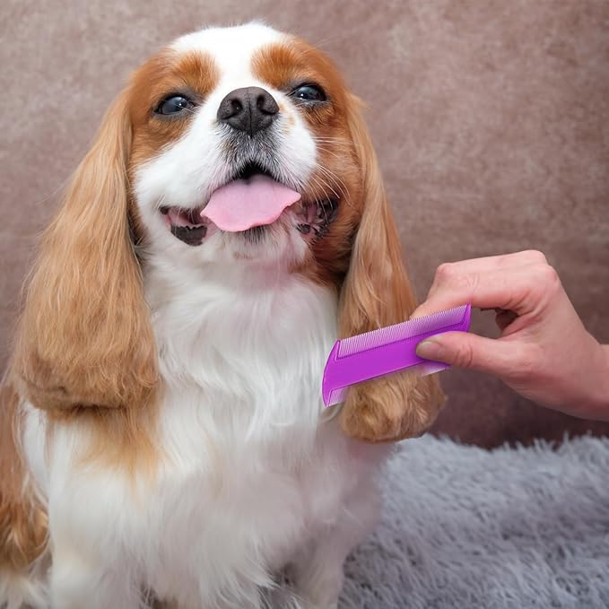 120 Pack Plastic Flea Lice Combs, Fine Tooth Flea Tick Comb, Double Sided Pet Combs, Cat Dog Hair Dandruff Removal Comb, Grooming Tools for Rabbit, Cat, Dog, Kitten, Small Pet (6 Colors)