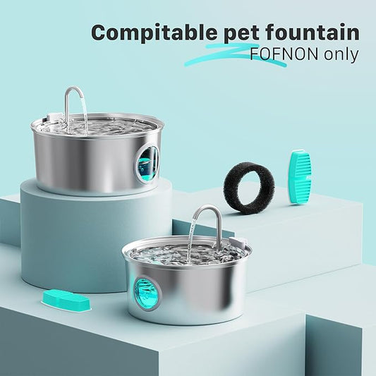 Cat Fountain Replacement Filters: 24 Pet Fountain Filter for FOFNON Cat Water Fountains - 6 Months Set of Pet Fountains Filter - Including12 Pieces Filters + 12 Pieces Sponges