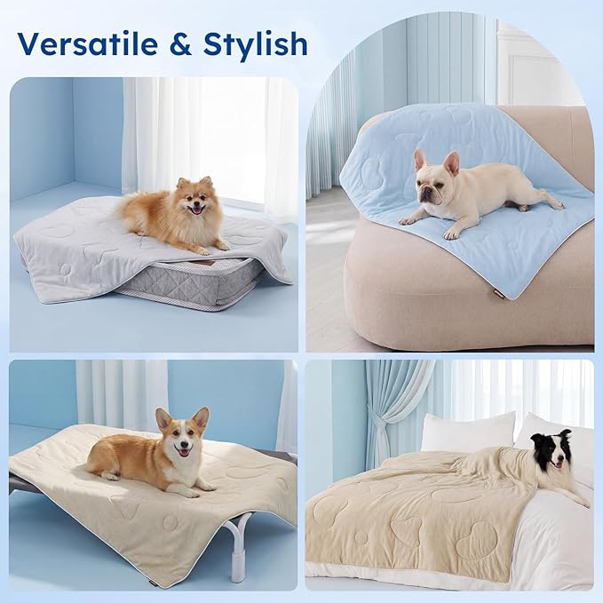 ZOMISIA Cooling Blanket for Small Dogs - High Cold Washable Cat Blanket, Travel Soft Pet Summer Essentials, Blue, 25"x35"