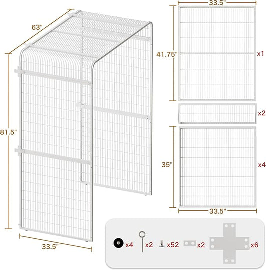 wonline 33.5-Inch Extra Large Bird Cage Extension Part for Parakeets Outdoor Bird Aviary Parrot Cage with Perch, Walk-in Heavy Duty Birdcage for Macaws Canaries Parrots Budgie Lovebirds, White
