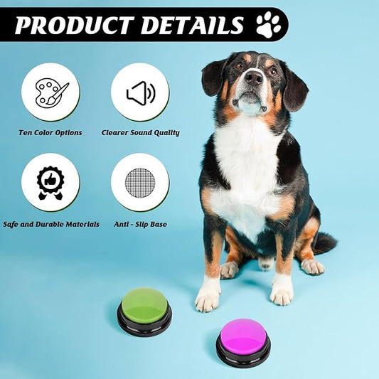 10 Color Voice Recording Buttons for Dogs Dog Training Communication Buttons with 30 Sec Record and Playback, Pet Training Buzzer for Puppy Cats, Funny Gifts for Pet Lovers (10 Pack)