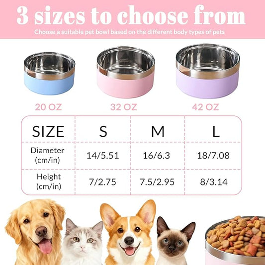 Personalized Dog Bowls with Name, Engraved Stainless Steel No Slip Food Water Bowl for Dogs Cats,Custom 25oz/35oz/53oz Bowl for Small/Medium/Large Pets
