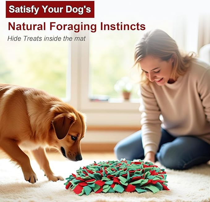 Snuffle Mat for Dogs - Christmas Dog Toys, Sniff Mats for Dogs - Nosework Training Mats for Foraging Instinct, Enrichment Toys for Small/Medium/Large Pets