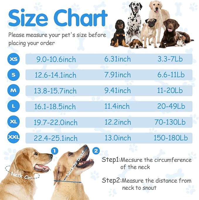 Upgrade Soft Dog Cone Collar, Dog Cone Alternative to Stop Licking After Surgery, Adjustable Comfy Cones for Small/Medium/Large Dogs, Light-Weight Mesh Fabric Elizabethan Collars-XXL