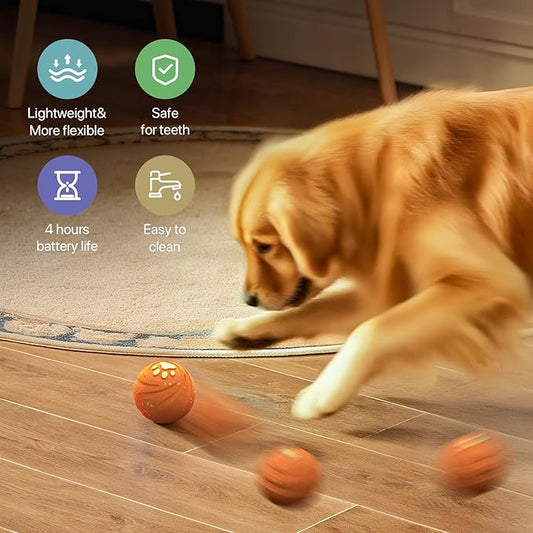 Interactive Dog Toys Balls Moving - Smart Automatic Bouncing Interactive Dog Ball, Durable Pet-Safe E-TPU Material, IPX7 Waterproof, Anti Boredom Dog Toys to Keep Them Busy for Large and Small Dogs