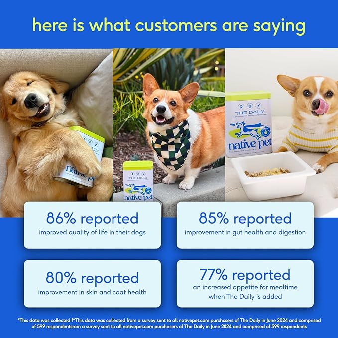 Native Pet Dog Vitamins & Supplements - 11-in-1 Vitamin Powder for Dog Food Topper - Collagen, Glucosamine, Probiotics, Omega & More- Supports Healthy Gut, Mobility & Overall Health - 120 Scoops