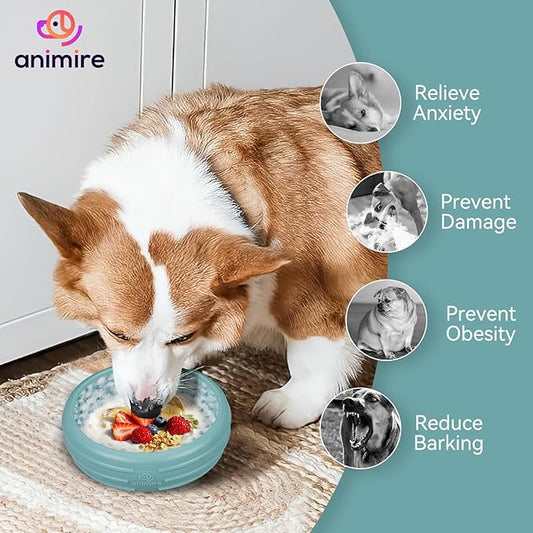 Dog Lick Bowl, Animire Freeze Lick Mat for Dogs, Non-Slip Slow Feeder Licking Bowl Enrichment Treat for Distraction Anxiety Relief, Food Grade Silicone, Dishwasher Safe(Teal,L)