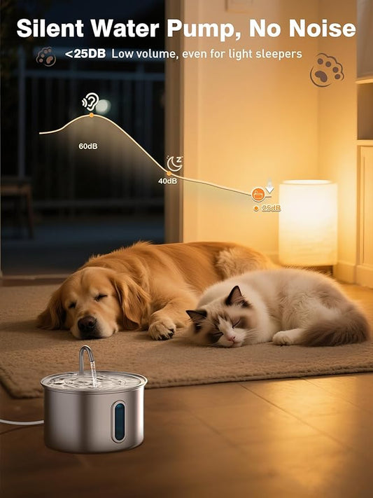 Cat Water Fountain Water Pump, Ultra Quiet Replacement Pump for Cat Water Fountain, Low Voltage DC 5V Submersible Pump with LED Light