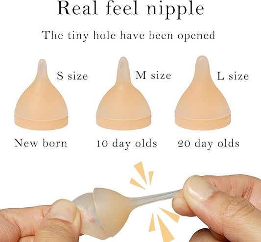 Doggiema Silicone Feeding Nipple and Syringes for Newborn Kittens, Puppies, Rabbits, Small Animals, Bubble Milk Bowl (3 Size Nipple+3 Syringes)