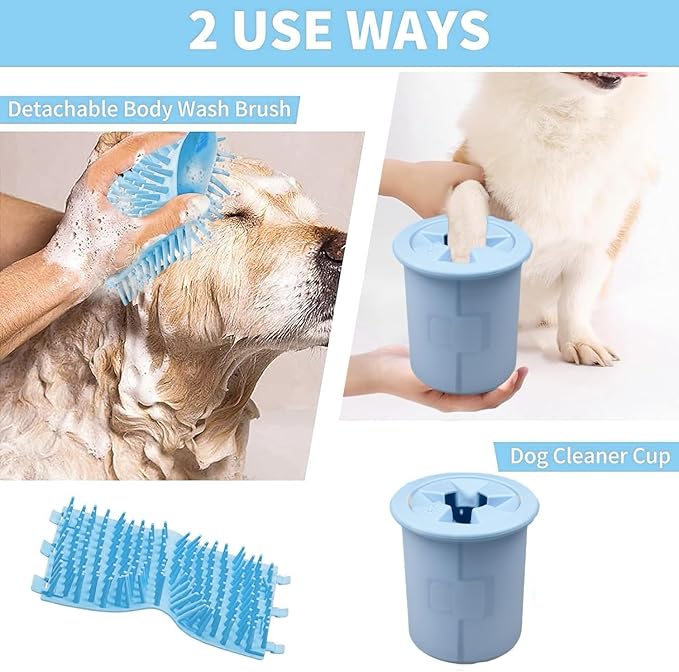 Dog Paw Cleaner Cup Dog Paw Foot Cleaner Paw Washer Portable Foot Cleaner Cup for Pet Cat-Small Blue