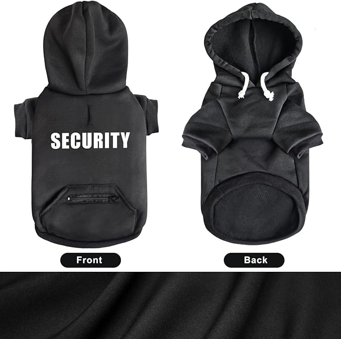 Dog Hoodie for Large Dogs Glow-in-The-Dark Security Dog Sweater Sweatshirt Hooded Soft Brushed Fleece WinterClothes with Dual Pocket Zip Puppy Hoodies Black XXL