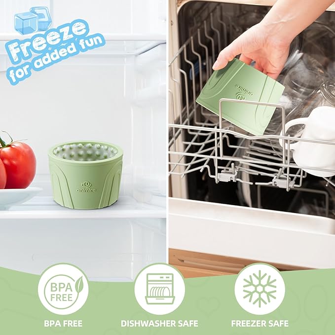 Dog Slow Feeder Lick Bowl, Anxiety Relief Dog Licking Mat Treat Dispenser, Non-Slip Anti-Choking Slow Eating Lick Bowl for Small Medium and Large Breed Dogs, BPA Free Silicone