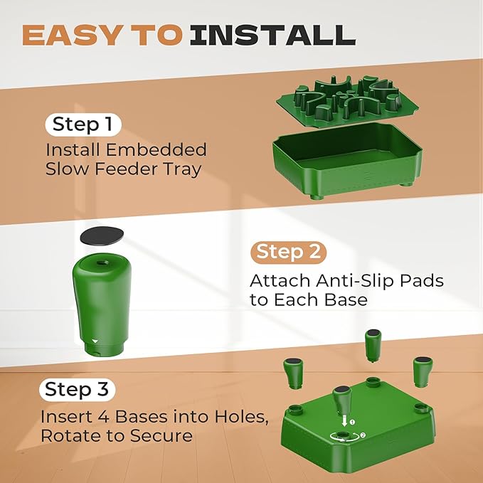 UPSKY Slow Feeder Dog Bowl, 2-in-1 Raised Dog Bowl with Anti-Choking Maze Puzzle, 2-6 Cups Pet Food for Small & Medium Breeds, Interactive Pet Feeder to Slow Eating, Reduce Boredom Fruit Green