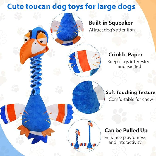 Homounter Squeaky Dog Toys for Large Dogs, Tough Tug of War Puppy Toy, Cute Animal Design Plush Dog Toys with Crinkle Paper, Dog Chew Toys for Small, Medium and Large Dogs