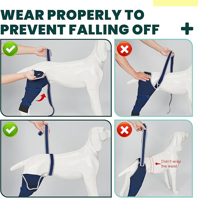 Dog Rear Leg Sleeve to Prevent Licking - Comfortable Recovery Sleeve for Back Hind Leg, Wound Recovery After Surgery for Torn ACL/CCL TPLO, with Extra Plastic Wear Strap, Cone Alternative (Deep Blue)