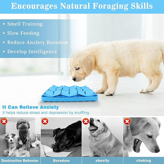 Snuffle Mat for Dogs,Silicone Interactive Dog Mat No Hurt for Dog's Nose for Smell Training and Slow Eating,Encourages Natural Foraging Skills and Stress Relief for Dog Mental Stimulation Toys