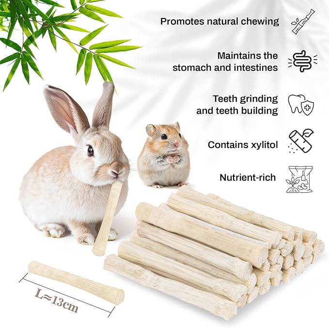 Sukh 240g Sweet Bamboo Chew Sticks - Natural Rabbit Bamboo Sticks Small Animal Chew Toy Bunny Molar Treats Atural Teeth Grinding Toys for Squirrel Guinea Pigs Chinchilla