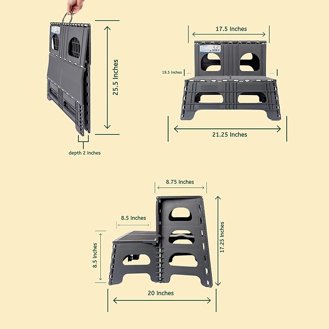 Bee Neat 2 Step Folding Dog Stairs & Ramp for Your Pet - Indoor Outdoor Foldable Pet Stairs for High Bed, Car, SUV – Collapsible Step Stool Ladder Supports 300lbs – New Carpeted Design