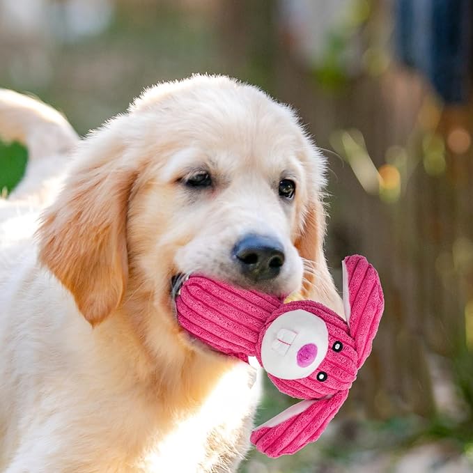 MRSOHRET 5 Pack Squeaky Dog Toys, Tough Stuffed Plush Puppy Tough Chew Toys, Durable Plush Animal Dog Toy for Large Small Medium Dogs to Keep Them Busy