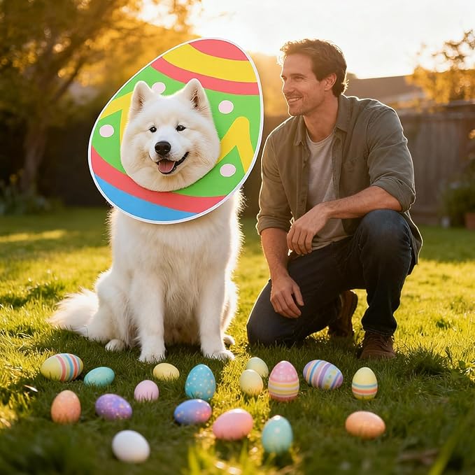 3 PCS Holiday Dog Outfits Set, Valentine’s Day, St. Patrick’s Day, Easter Dog Outfits with Adjustable Headband for Medium Large Dogs, Dog Cat Holiday Party Costumes and Supplies (L: 16"-22")