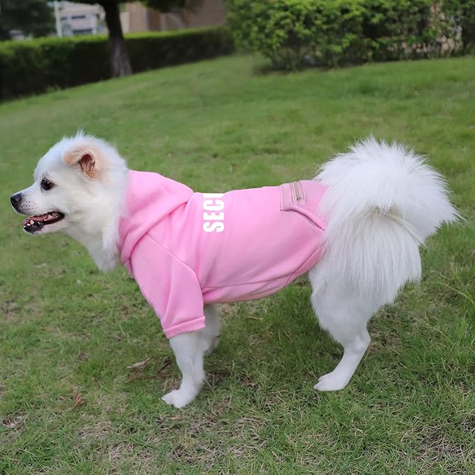 Dog Hoodie Security Glow-in-The-Dark Dog Sweater Sweatshirt Hooded Soft Brushed Fleece Winter Clothes with Dual Pocket Zip Puppy Hoodies for Small Medium Large Dogs Pink L