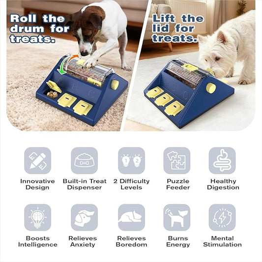 KADTC 2 Levels of Challenge,Large Size,Paw-Activated Rolling Dog Puzzle Feeder Toy,U.S. Brand & Design,Treat Puzzles Feeding for Small Medium Dogs Mental Stimulation Puppy Food Slow Dispenser Toy