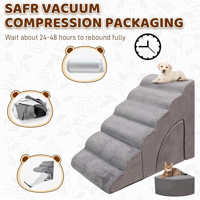 Dog Stairs & Steps for High Beds 30 Inches High Tall, LitaiL 30inch Pet Stairs/Steps for Beds Small Dogs, Non-Slip Dog Ramps for Bed