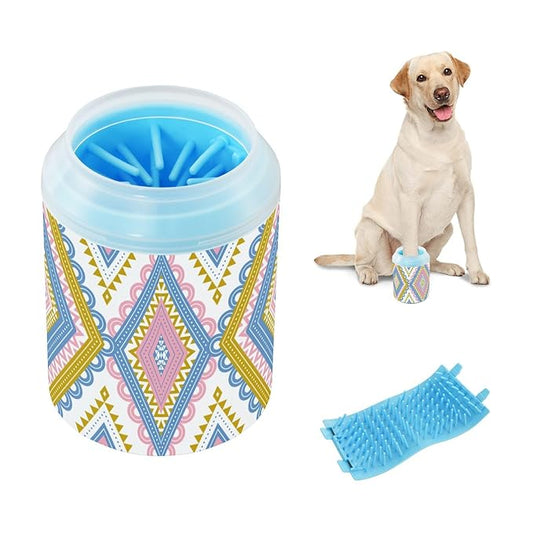 Dog Paw Cleaner Cups for Dogs Pet Foot Washer Paw Scrubber for Medium Small Dogs Cats Cleaning Cup Geometric Tribal Ethnic