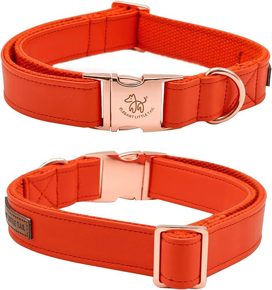 Elegant little tail Leather Dog Collar and Leash, Girl or Boy Durable Pet Collar, Fall Dog Collar Adjustable Dog Collars for Large Dogs