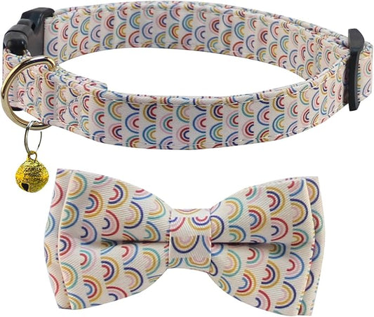 Yizepet Dog Collar with Bow Tie- Adjustable pet Collar for Dogs with Plastic Buckle Collar, Stylish Pattern for Small Medium or Large Boy and Girl Dog and Cat