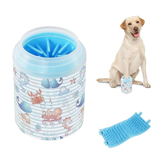 Dog Paw Cleaner Cups for Dogs Pets Foot Washer Paw Scrubber for Medium Small Cats Dogs Cleaning Cup Sea Animals