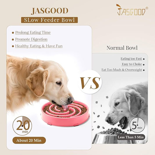 JASGOOD Slow Feeder Dogs Bowl for Large Medium Dogs,Anti-Gulping Pet Slower Food Feeding Bowls Stop Bloat,Preventing Choking Healthy Design Dogs Bowl