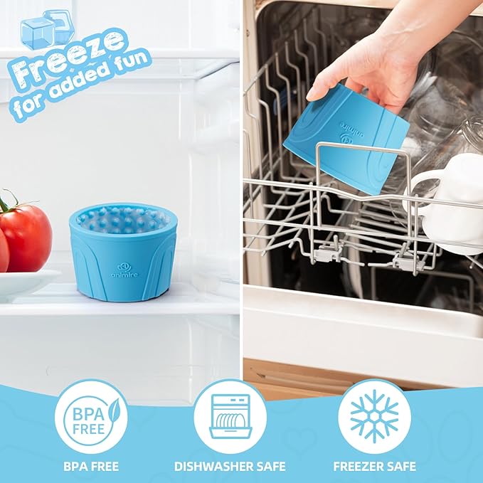 Dog Slow Feeder Lick Bowl, Anxiety Relief Dog Licking Mat Treat Dispenser, Non-Slip Anti-Choking Slow Eating Lick Bowl for Small Medium and Large Breed Dogs, BPA Free Silicone