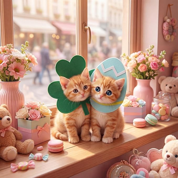 Huhumy Valentine's Day St Patrick's Day Easter Dog Hat Set for Dogs Holiday Party Felt Headgear Accessories Costume Pets Party Collection Outfit Decorations(Small)