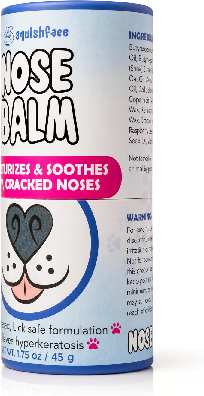 Squishface Nose Balm - Soothe & Protect Dry, Cracked Dog Snouts - Plant-Based, Lick-Safe Formulation to Aid in Relief of Hyperkeratosis - Great for All Breeds! (1.75 oz), Manufactured in USA
