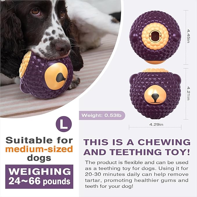 3 in 1 Large-Size Raspberry Dog Fillable Lick Treat Toy,Long-Lasting Ultimate Boredom Buster, Kibble Dispenser Food Ball & Dogs Chew Toys BPA-Free