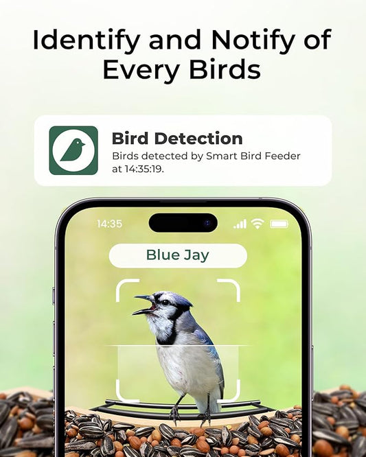 TT Nature Bird Feeder with Camera – 3L Smart Bird Feeder with AI Recognition, Live Streaming, Cloud Storage, Real-Time Alerts, Birdwatching Gift for Nature Lovers (Bamboo)