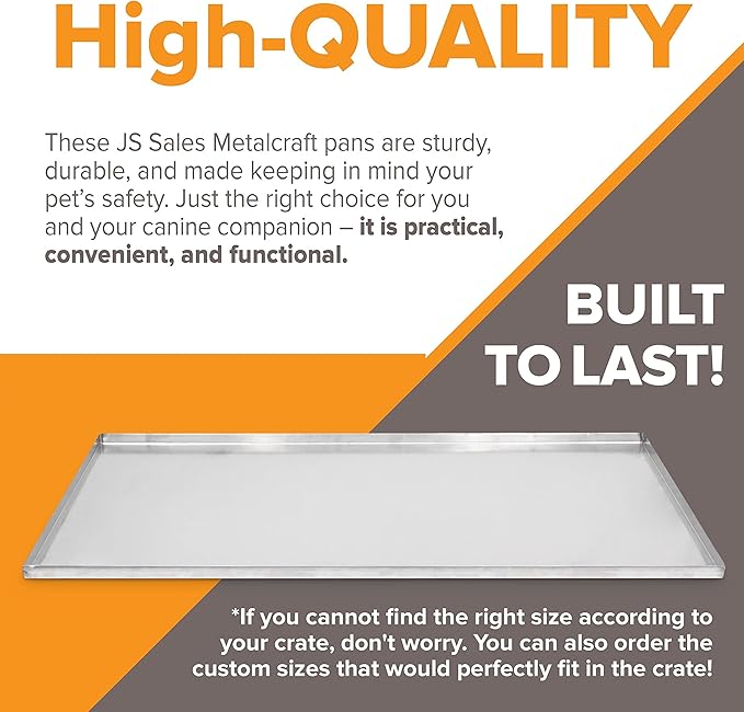 Pinnacle Systems 36" x 19.5" Metal Replacement Dog Crate Pan Chew Proof Crack Proof Pet Kennel Tray Central Dog Training Crate Pan Pet Supplies, Stainless Steel, 1" H