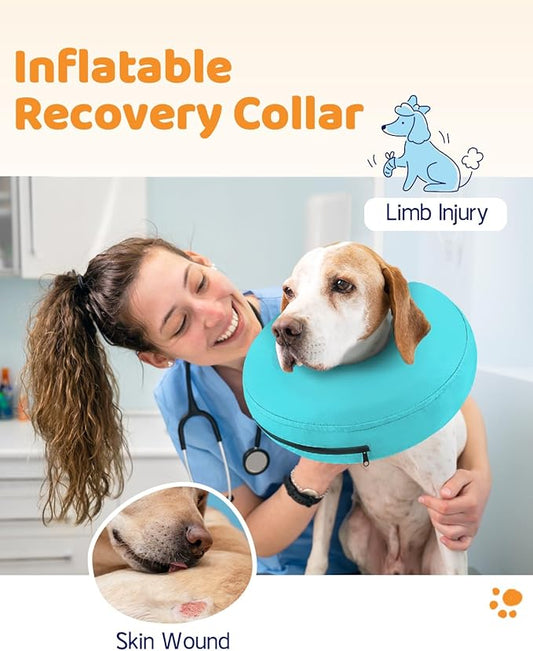 Supet Inflatable Dog Cone Collar Alternative After Surgery, Doggie Neck Donut Collar Recovery ECollar for Post Surgery, Soft Dog Cone for Small Medium Puppies Cats