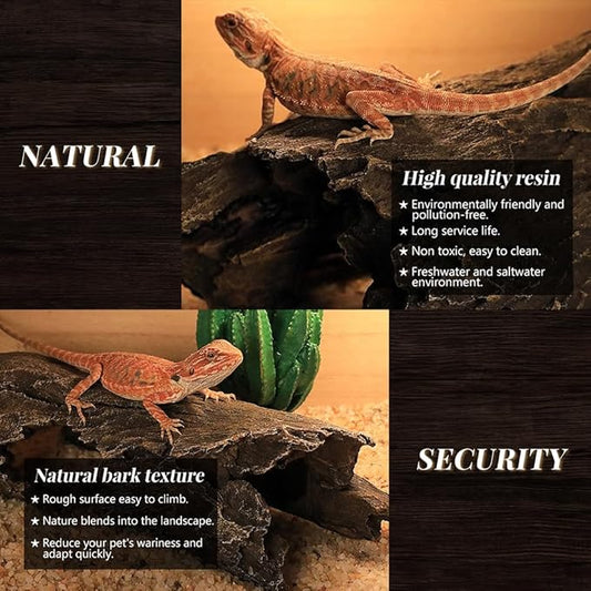 Fish Tank Decorations - Large Aquarium Decorations Air Bubbler Tree Fish House for Betta Hideout Caves Buddha Decor Temple Ruins Arched Betta Fish Accessories Reptile House Shelter Decor (Wood A-L)