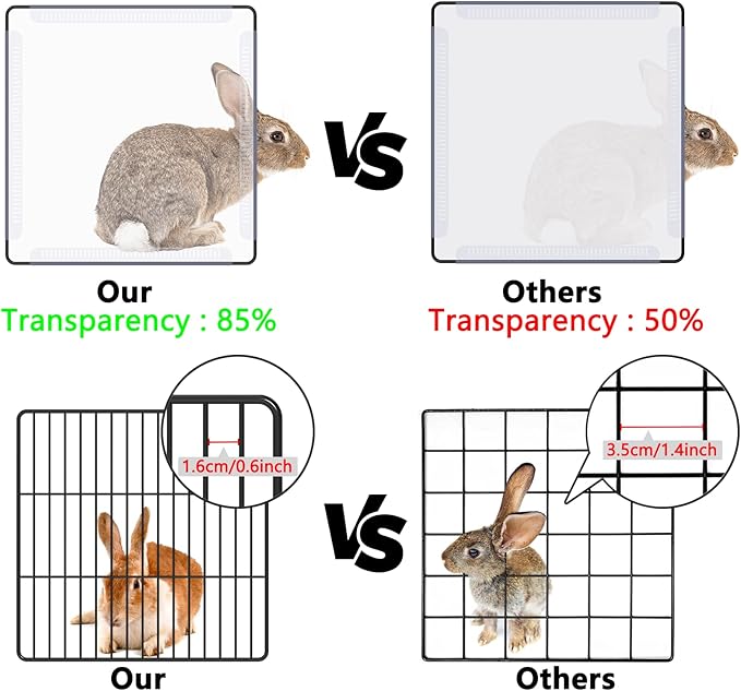 DINMO Small Animal Playpen with Oxford Mat, 24 inches Height, Pet Exercise Fence, Home Protector, Iron Mesh and Plastic Combination, Visualization, DIY, Games Hole Series, 60.2 x 24.8 x 24.8inch