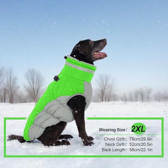 Warm Dog Coats for Large Dogs, Waterproof Dog Jacket with Harness Built in, Zipper Clousure, Fleece Lining, Turtleneck, for Cold Weather, Snowsuit for German Shepherd, Weimaraner, Labrado XXXL