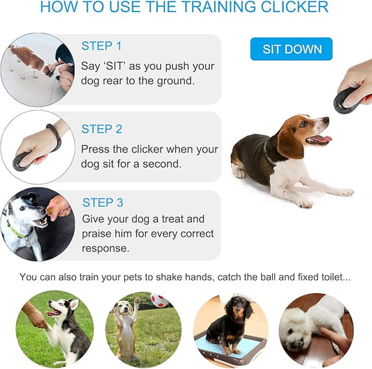 Diyife Dog Clicker for Training, 2 Pack Dog Training Clicker, Clicker Dog Training with Wrist Strap, Pet Training Clicker, Perfect for Dog Cat Puppies Behavioral Training (Black and Water Lake Blue)