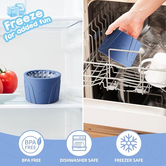 Dog Slow Feeder Lick Bowl, Anxiety Relief Dog Licking Mat Treat Dispenser, Non-Slip Anti-Choking Slow Eating Lick Bowl for Small Medium and Large Breed Dogs, BPA Free Silicone