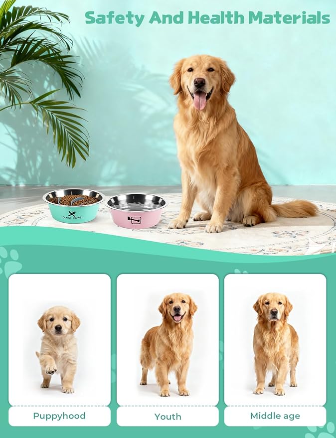 Slow Feeder Dog Bowls,6cups Large Capacity,Set of 2,Including Two Bowls and one Slow Feeder Insert,Suitable for Large and Medium-Sized Dogs