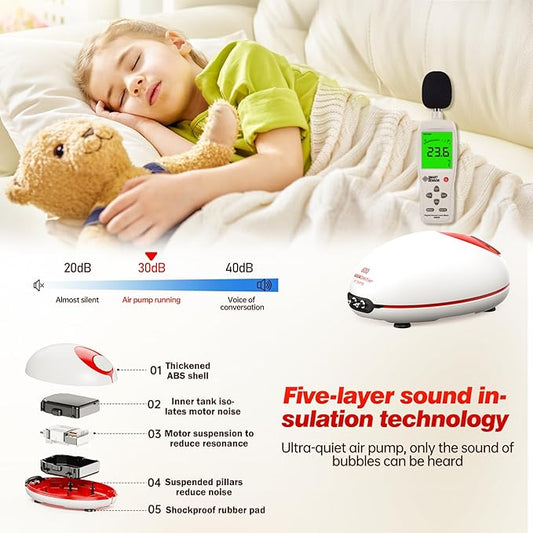 1w Ultra Quiet Aquarium Air Pump, Aquarium Aerator Adjustable Airflow, Single Hole Suitable for 20 to 40 GPH Fish Tank