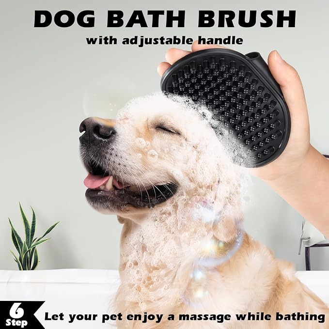 7 in 1 Pet Grooming Kit - Dog&Cat Comb, Deshedding Brush, Nail Clipper with File, Bath Brush - Premium Pet Supplies (Black Blue)