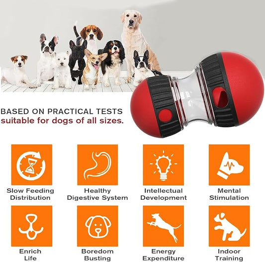 Interactive Dog Puzzle Toy - Keeps Your Beloved Dog Busy & Focused , Mental Stimulation Cognitive Toys | Rolling Large Adjustable Treat Dispenser Ball & Slow Feeder Bowl Combo Set(3.44in,3.44in,6.1in)
